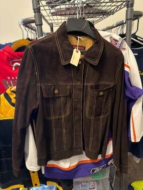 Jim & Marylou Brown Perforated Leather Trucker Jacket
